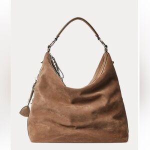 Ralph Lauren Purple Label SUEDE medium BRIDLE BAG IN DEEP TAUPE no dust bag